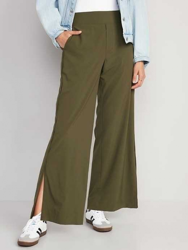 Old Navy High-Waisted StretchTech Split-Hem Wide-Leg Pants Conifer | FIE706839