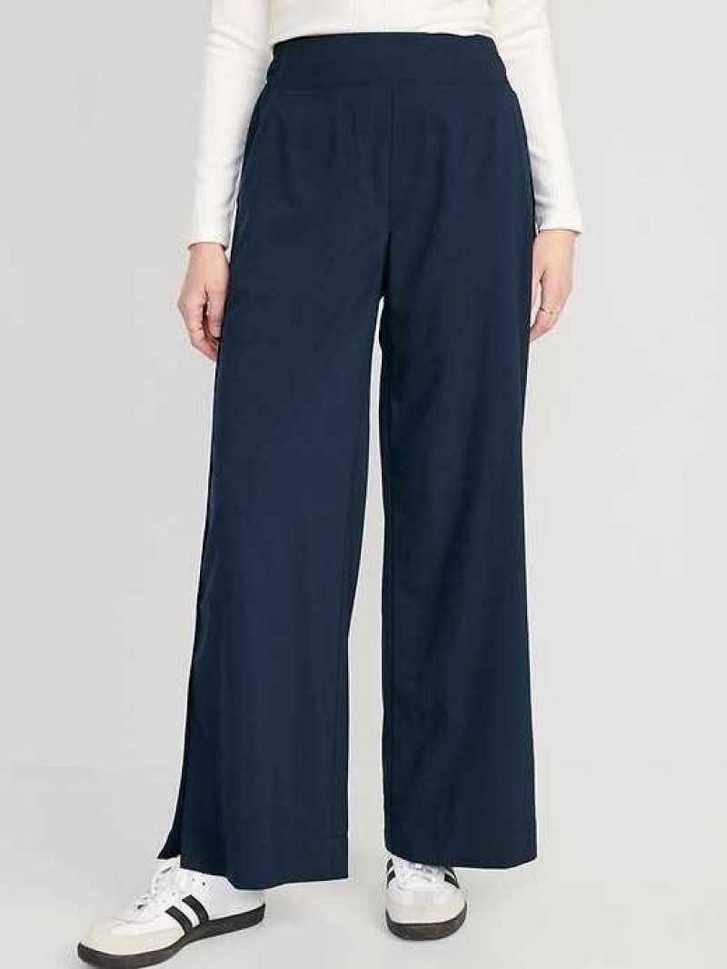 Old Navy High-Waisted StretchTech Split-Hem Wide-Leg Pants Navy | DRU760259