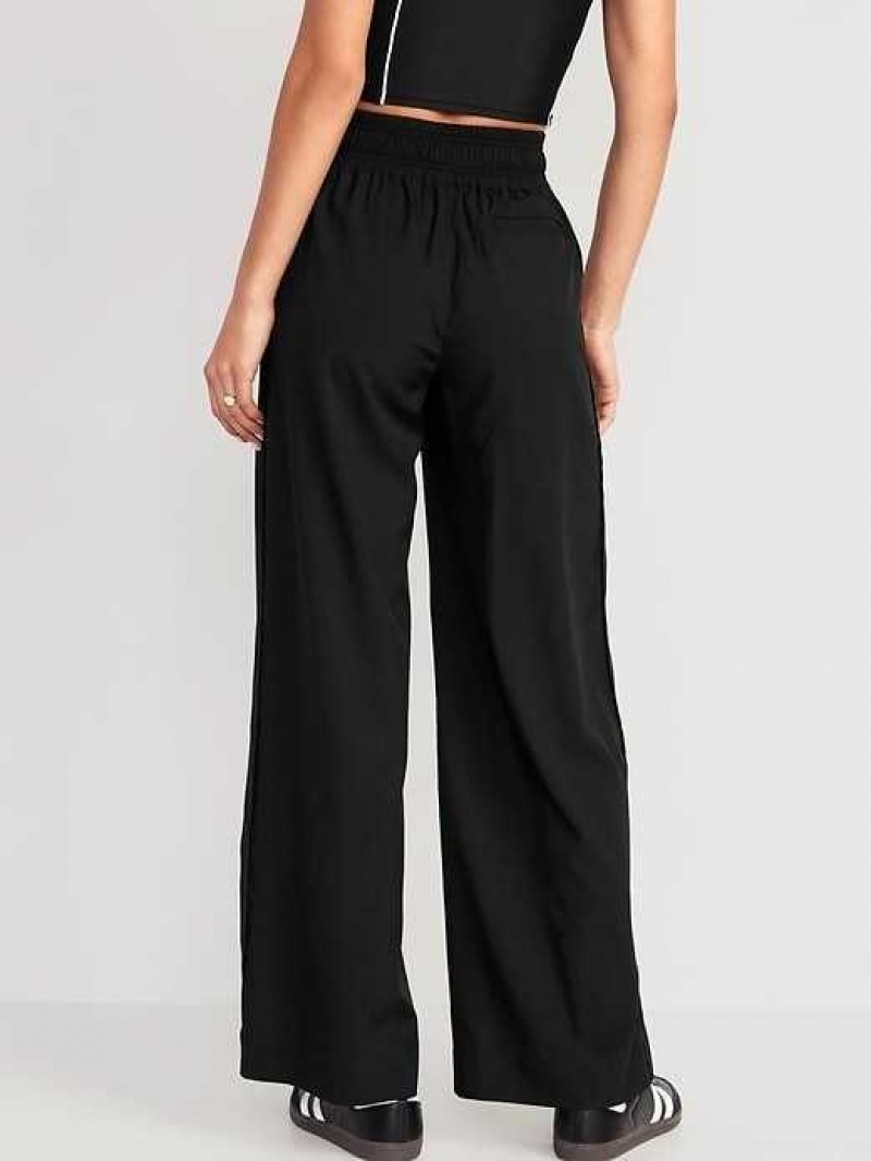 Old Navy High-Waisted StretchTech Split-Hem Wide-Leg Pants Black | XRJ584109