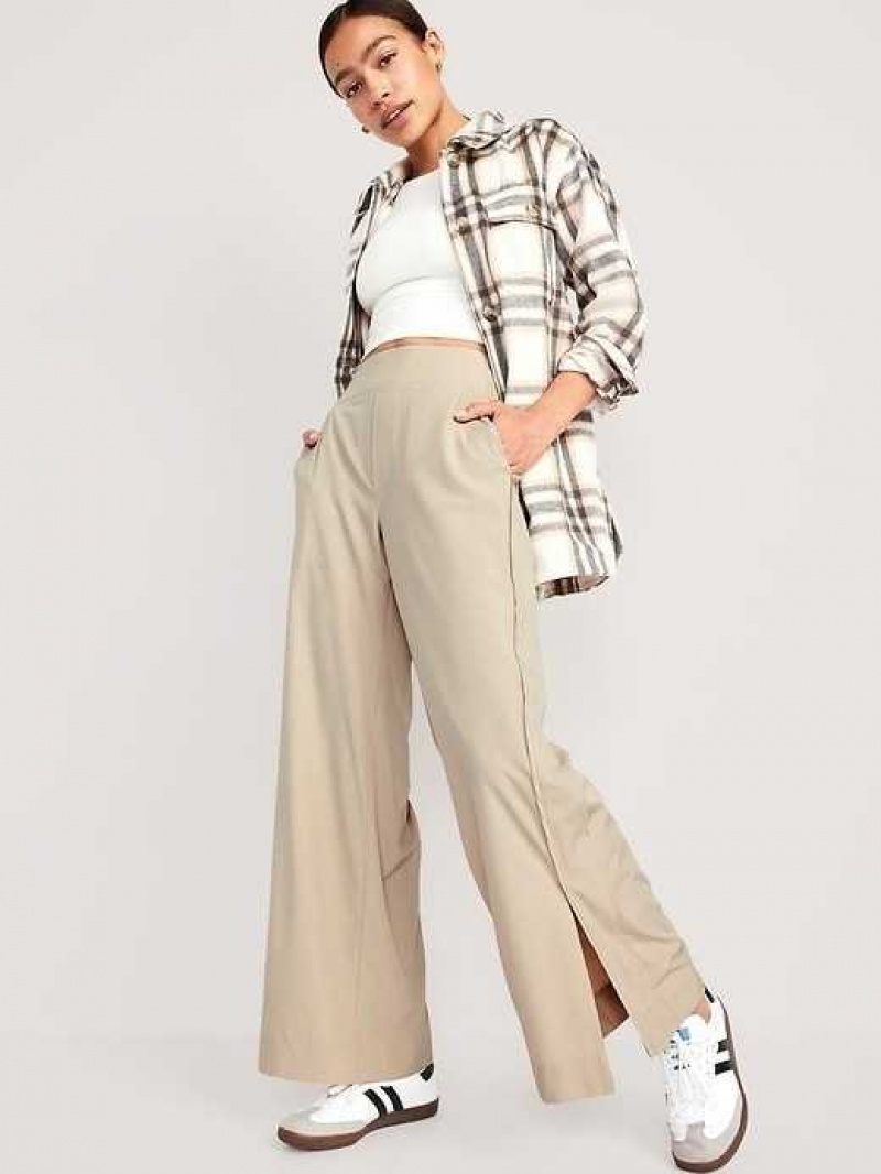 Old Navy High-Waisted StretchTech Split-Hem Wide-Leg Pants Grey | BGA495028