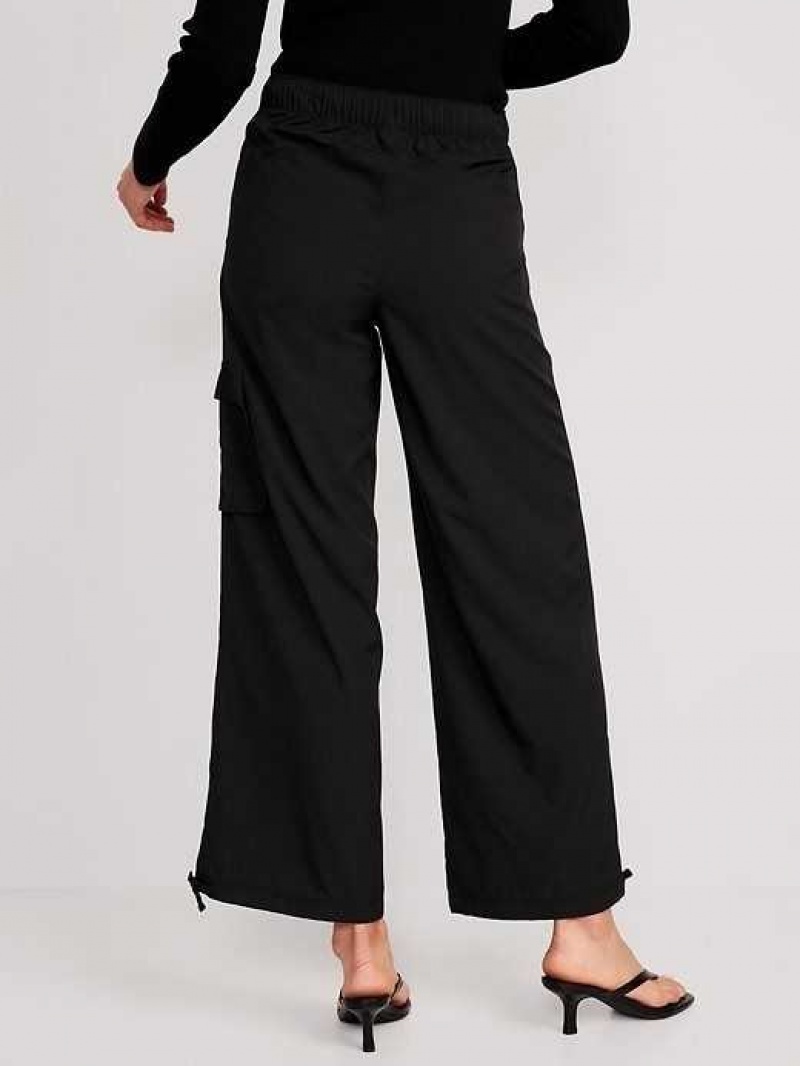 Old Navy High-Waisted StretchTech Wide-Leg Cargo Pants Black | WVB256980