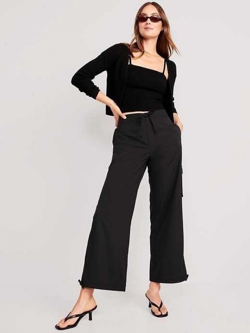 Old Navy High-Waisted StretchTech Wide-Leg Cargo Pants Black | WVB256980