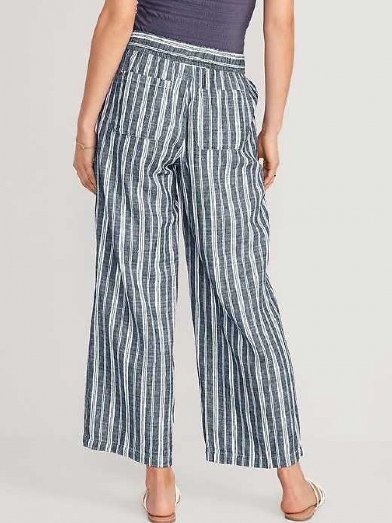 Old Navy High-Waisted Striped Linen-Blend Wide-Leg Pants Blue Stripes | QML920861