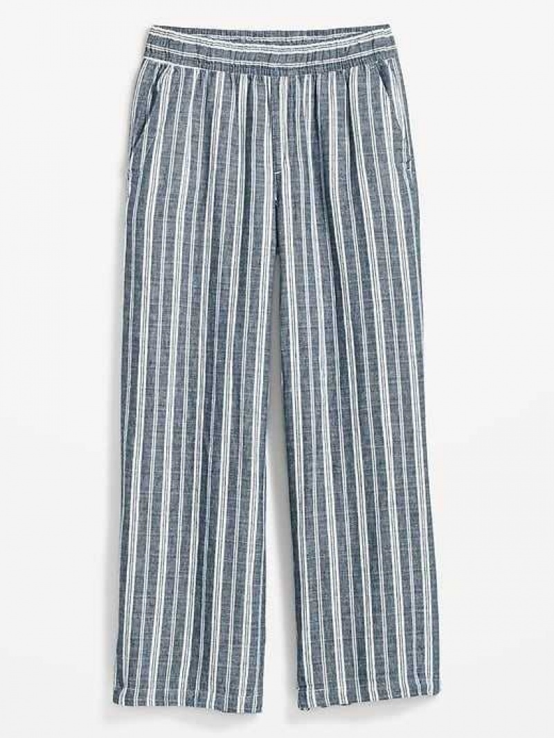 Old Navy High-Waisted Striped Linen-Blend Wide-Leg Pants Blue Stripes | QML920861