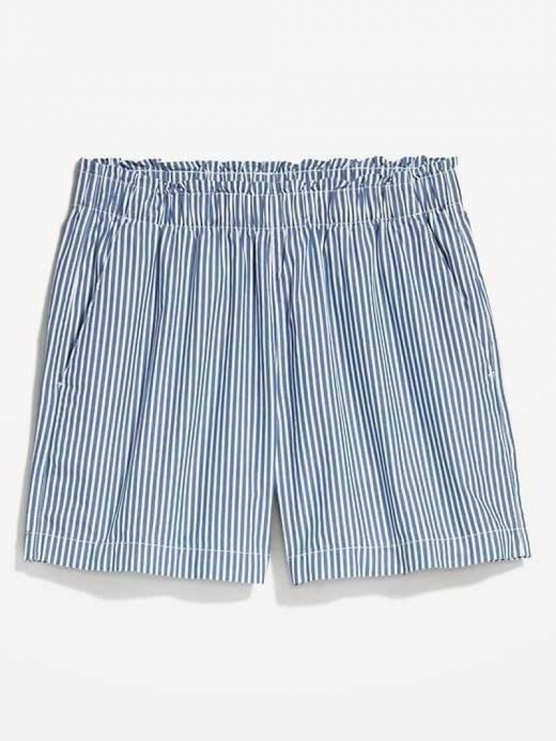 Old Navy High-Waisted Striped Pull-On Shorts White / Blue Stripes | EZV051934