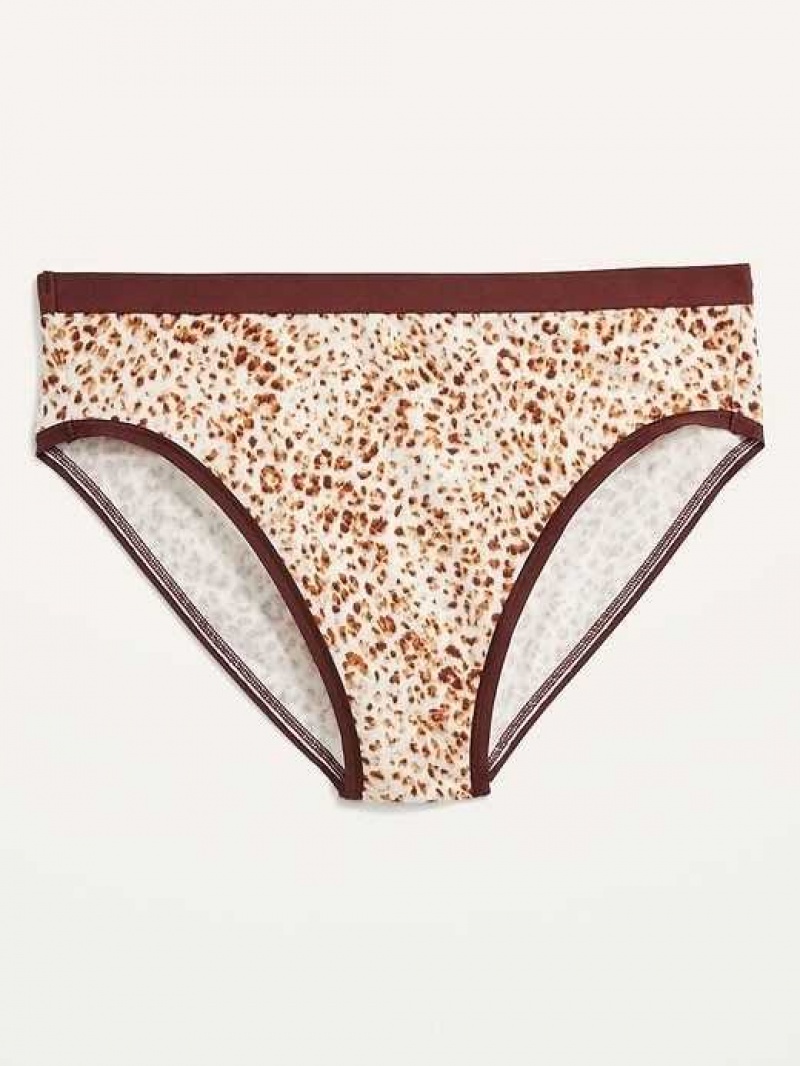 Old Navy High-Waisted Supima Cotton-Blend Bikini Underwear Leopard | KVD273165