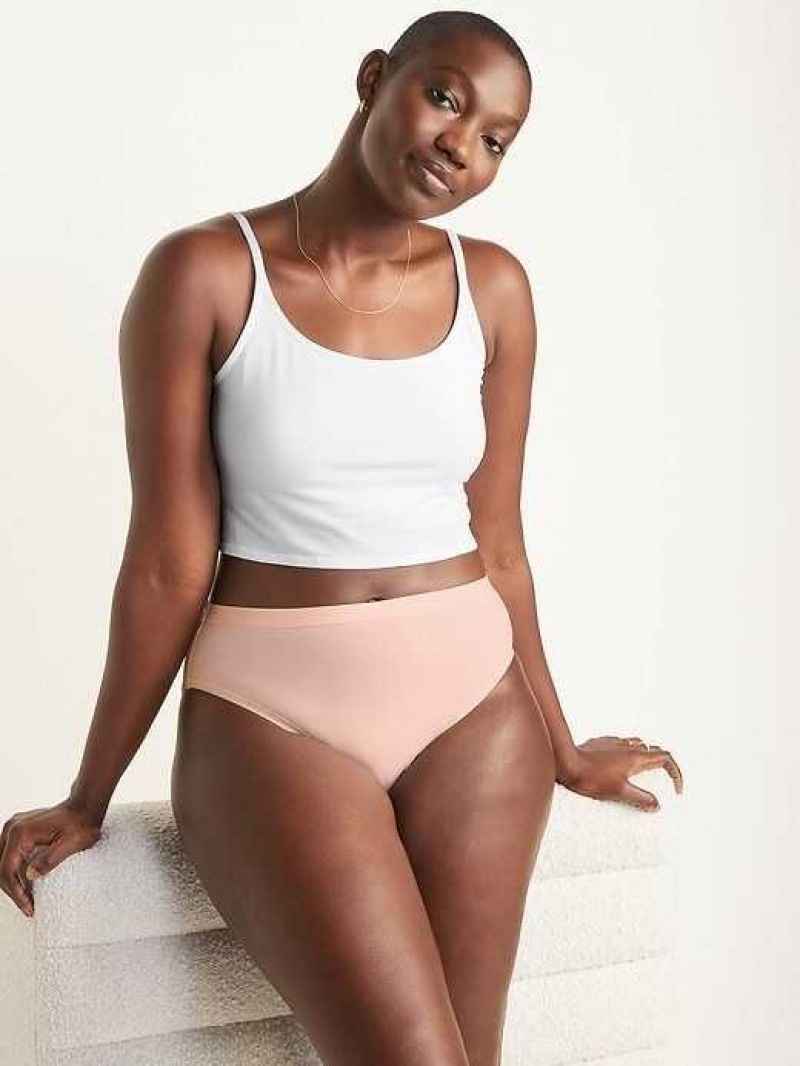 Old Navy High-Waisted Supima Cotton-Blend Bikini Underwear Pink | CNV439076