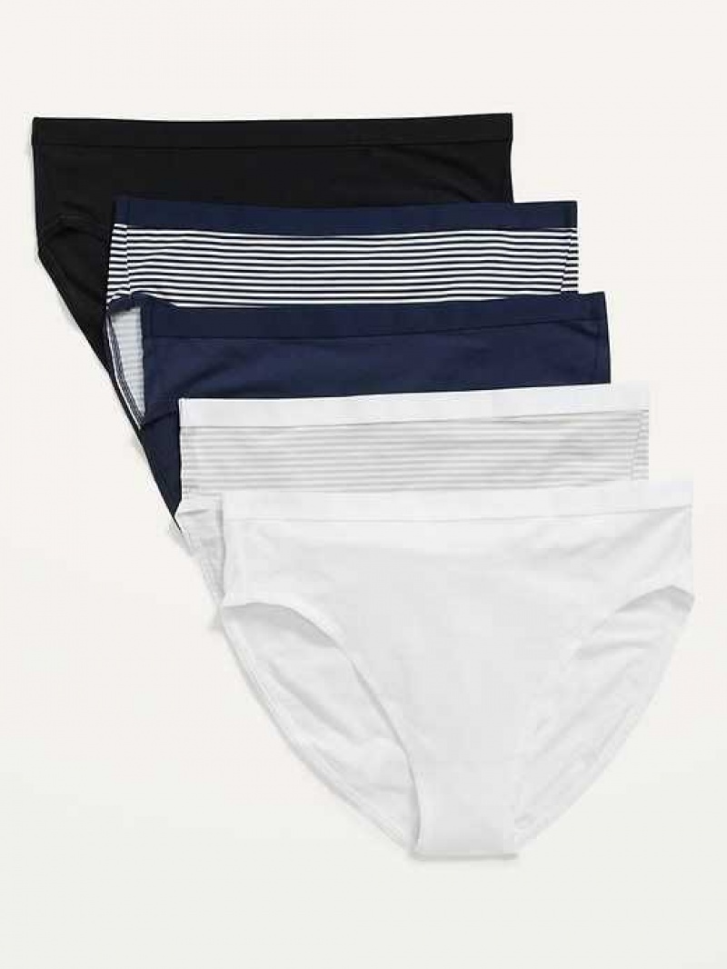 Old Navy High-Waisted Supima Cotton Bikini Underwear 5-Pack Stripes | OPW309164