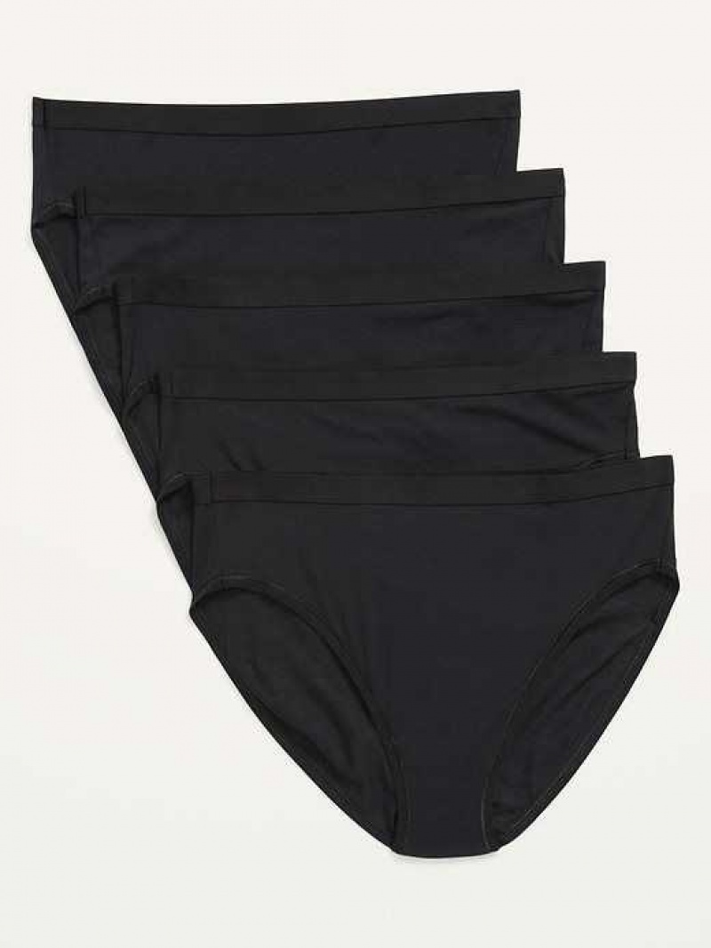 Old Navy High-Waisted Supima Cotton Bikini Underwear 5-Pack Black | HBF146259