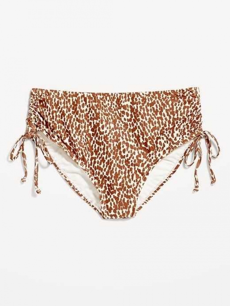 Old Navy High-Waisted Tie-Cinched Bikini Swim Bottoms Khaki | OUA856270