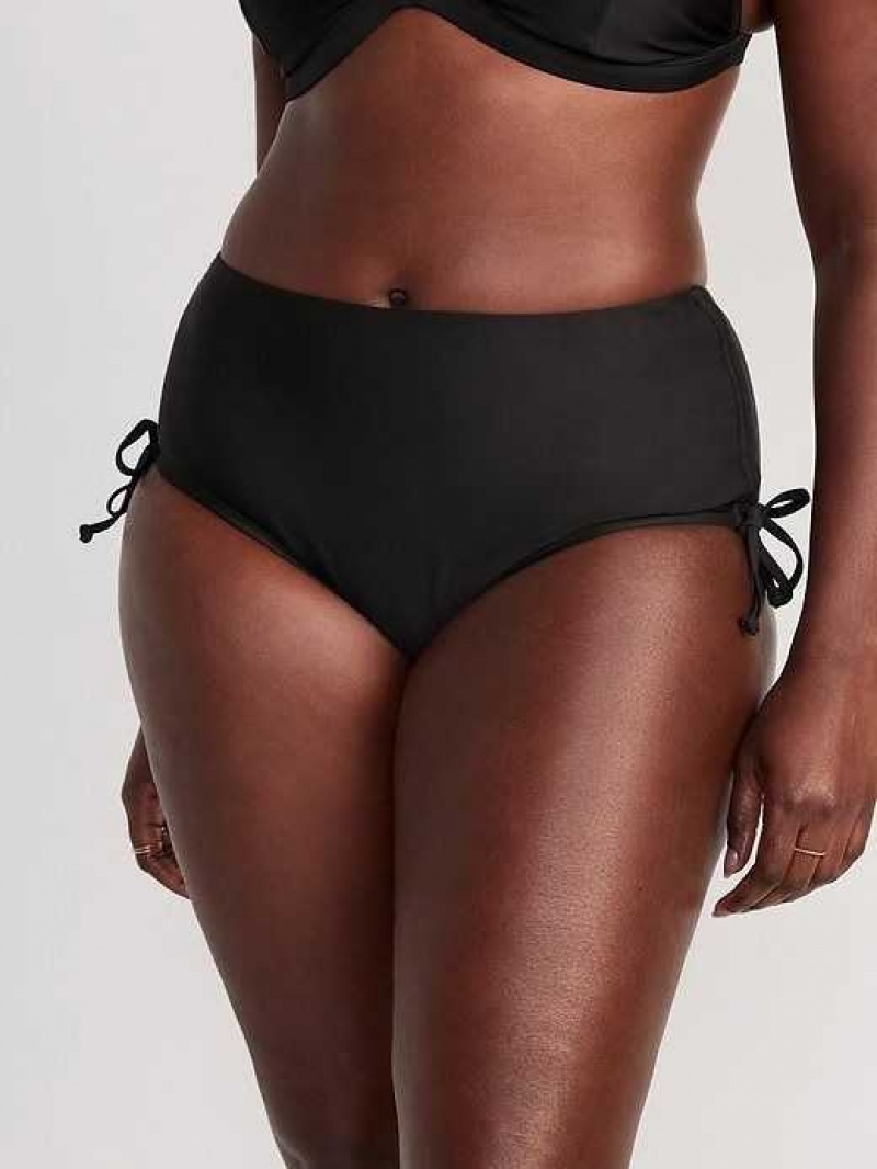 Old Navy High-Waisted Tie-Cinched Bikini Swim Bottoms Black | KDB758196