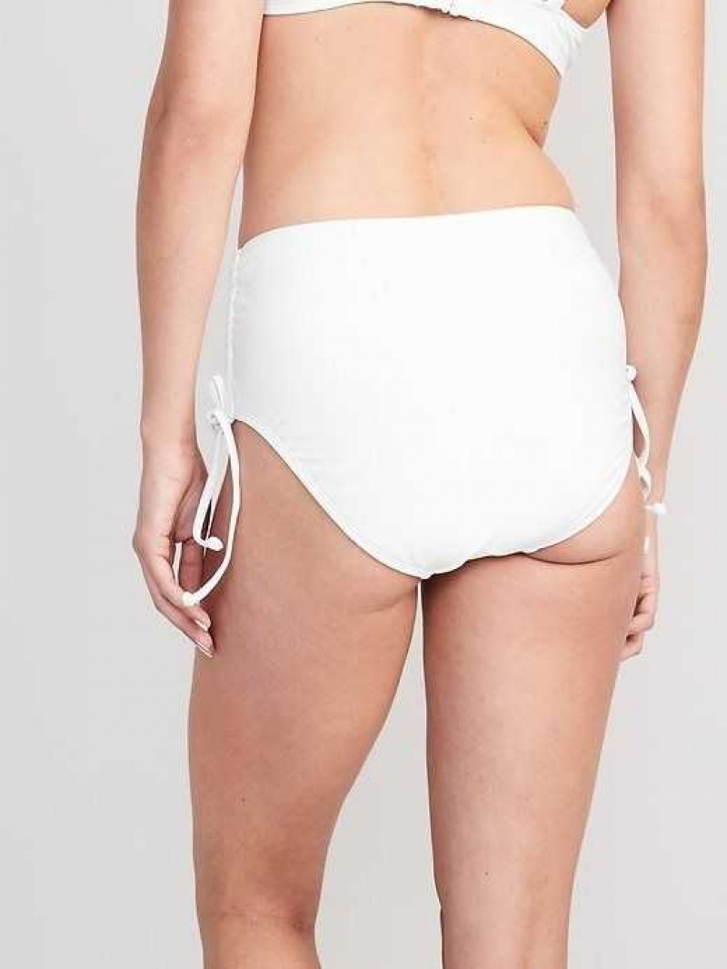 Old Navy High-Waisted Tie-Cinched Bikini Swim Bottoms White | DKL045183