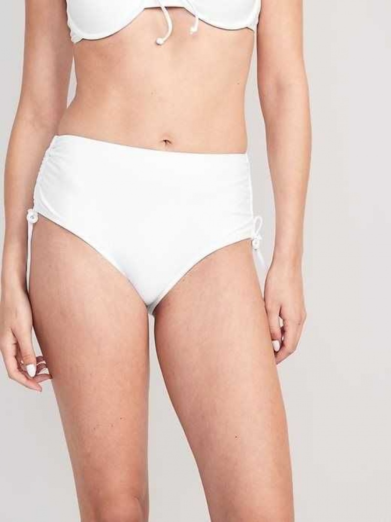 Old Navy High-Waisted Tie-Cinched Bikini Swim Bottoms White | DKL045183