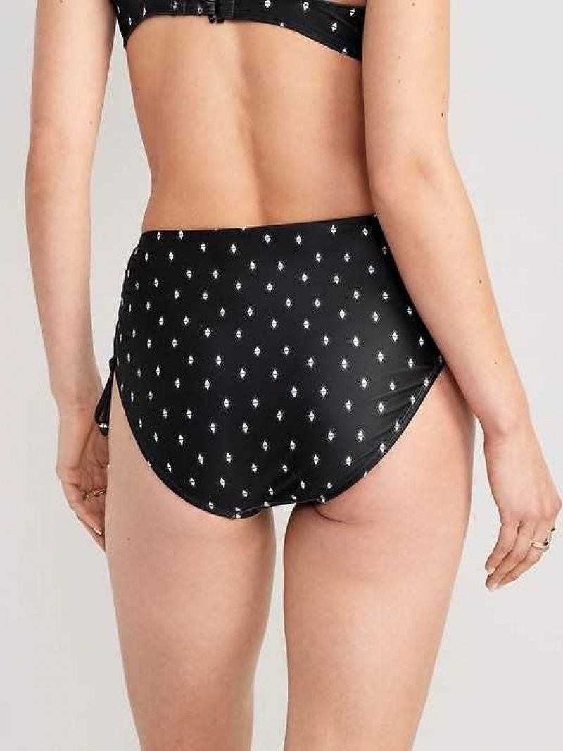 Old Navy High-Waisted Tie-Cinched Bikini Swim Bottoms Black | CBP714386