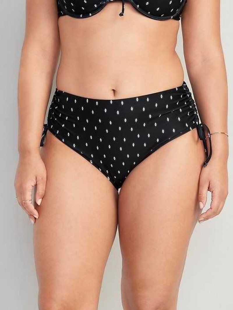 Old Navy High-Waisted Tie-Cinched Bikini Swim Bottoms Black | CBP714386