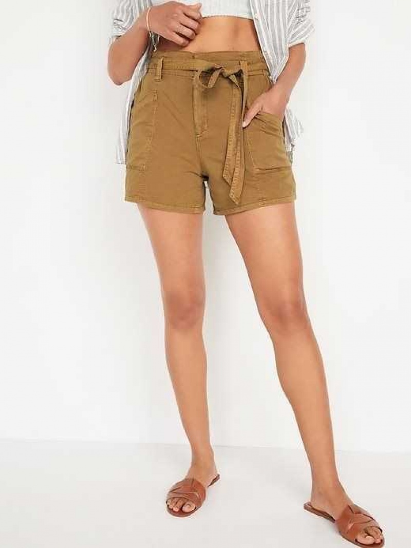 Old Navy High-Waisted Twill Workwear Shorts Gold | JLD769543