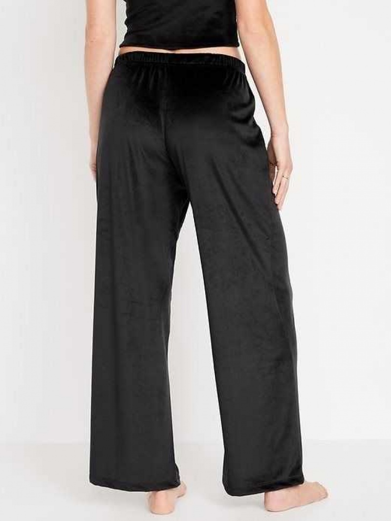 Old Navy High-Waisted Velour Pajama Pants Black | GUL021439