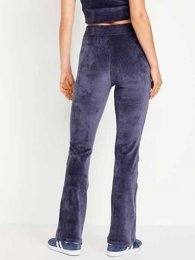 Old Navy High-Waisted Velvet Performance Flare Pants Dark Star | ZCX025831