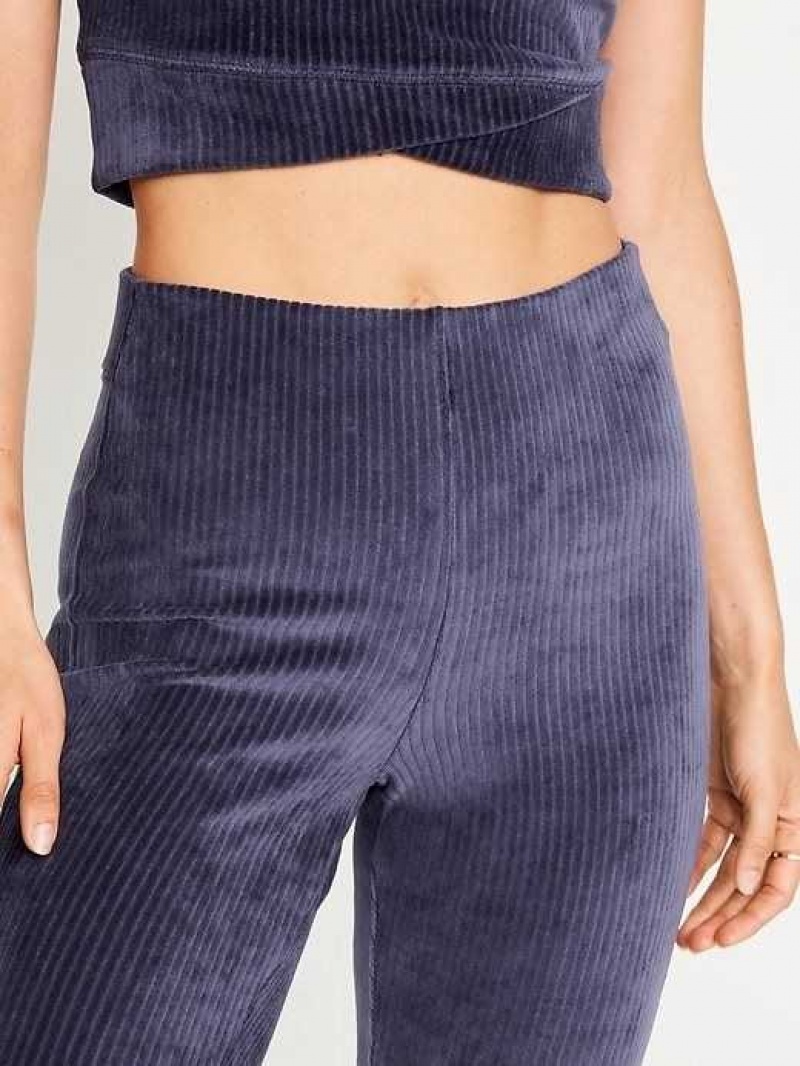 Old Navy High-Waisted Velvet Performance Flare Pants Dark Star | ZCX025831