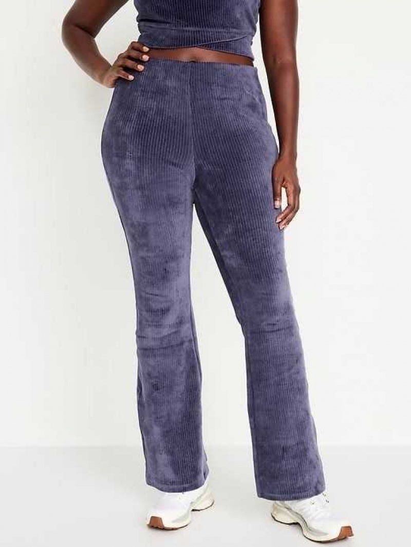 Old Navy High-Waisted Velvet Performance Flare Pants Dark Star | ZCX025831