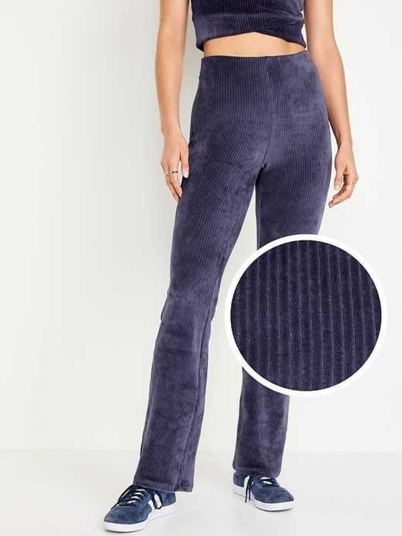 Old Navy High-Waisted Velvet Performance Flare Pants Dark Star | ZCX025831