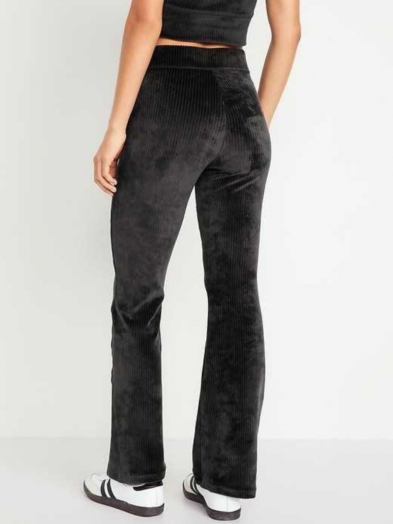 Old Navy High-Waisted Velvet Performance Flare Pants Black | HTL349160