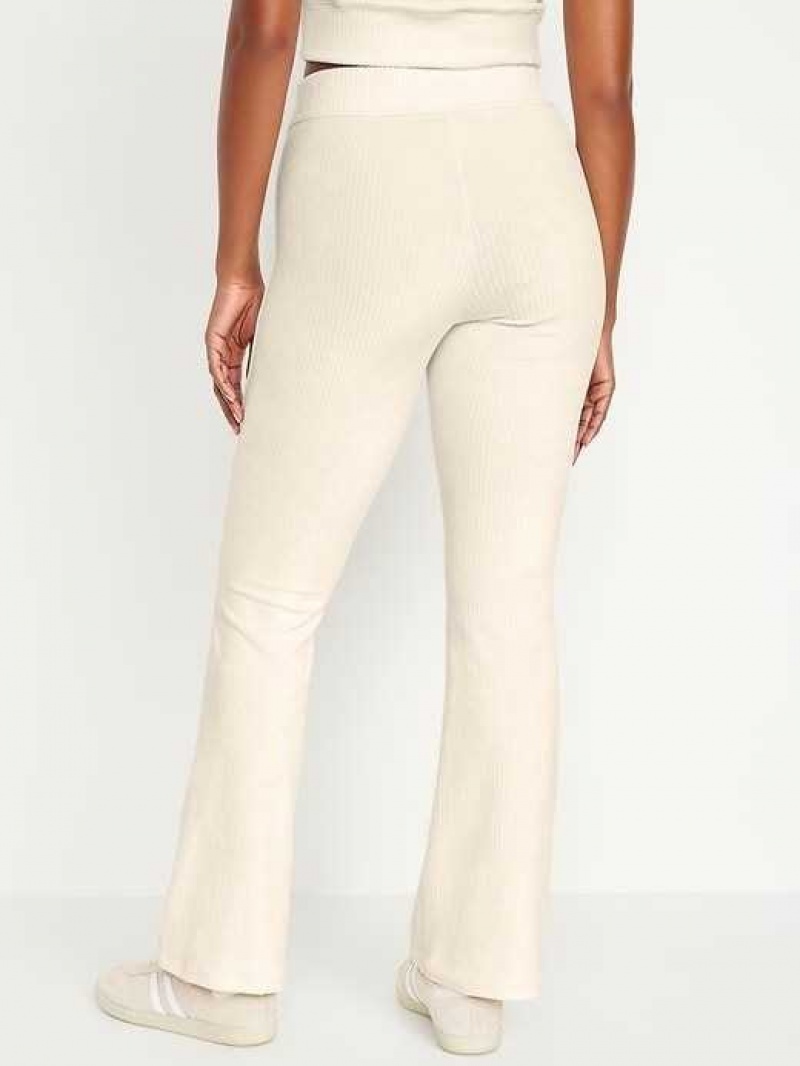 Old Navy High-Waisted Velvet Performance Flare Pants Creme De La Creme | FQY204671