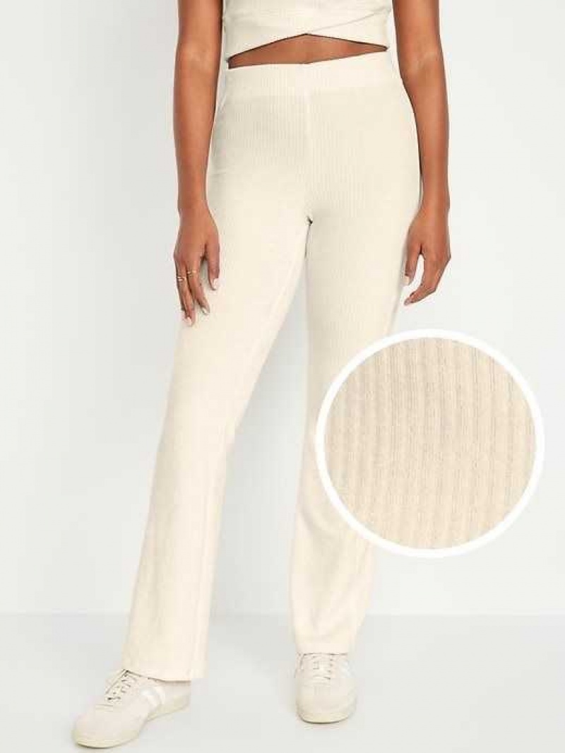 Old Navy High-Waisted Velvet Performance Flare Pants Creme De La Creme | FQY204671