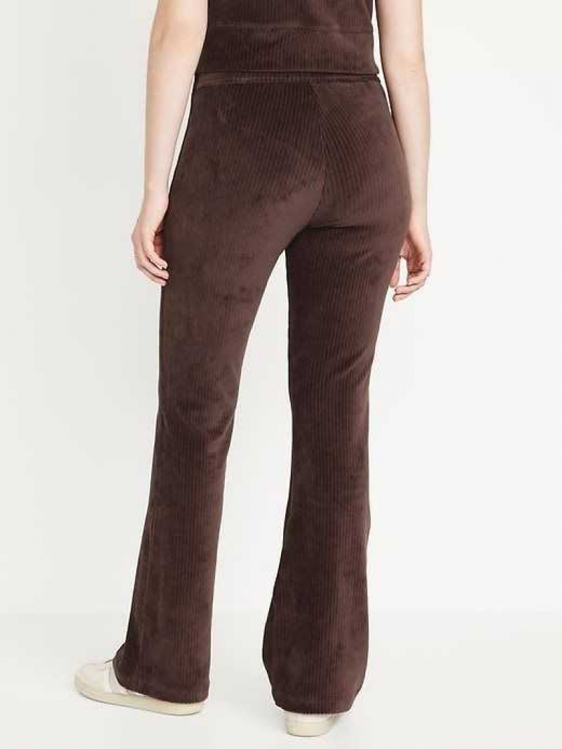 Old Navy High-Waisted Velvet Performance Flare Pants Topsoil | XNF256734