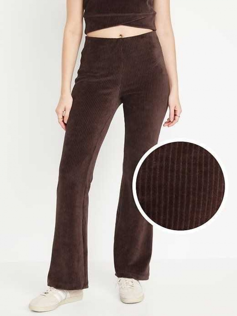 Old Navy High-Waisted Velvet Performance Flare Pants Topsoil | XNF256734