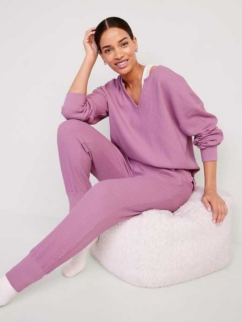 Old Navy High-Waisted Waffle-Knit Pajama Jogger Pants Purple | TCB713804