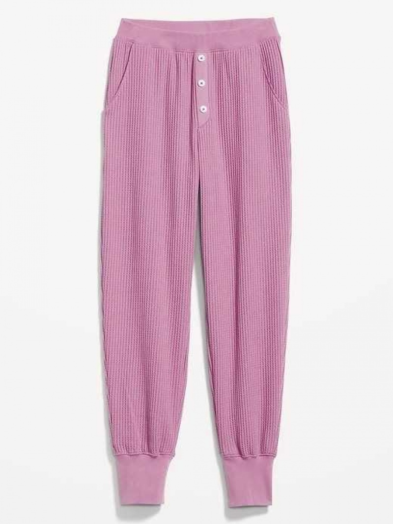 Old Navy High-Waisted Waffle-Knit Pajama Jogger Pants Purple | TCB713804