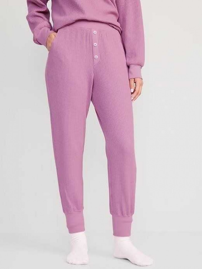 Old Navy High-Waisted Waffle-Knit Pajama Jogger Pants Purple | TCB713804