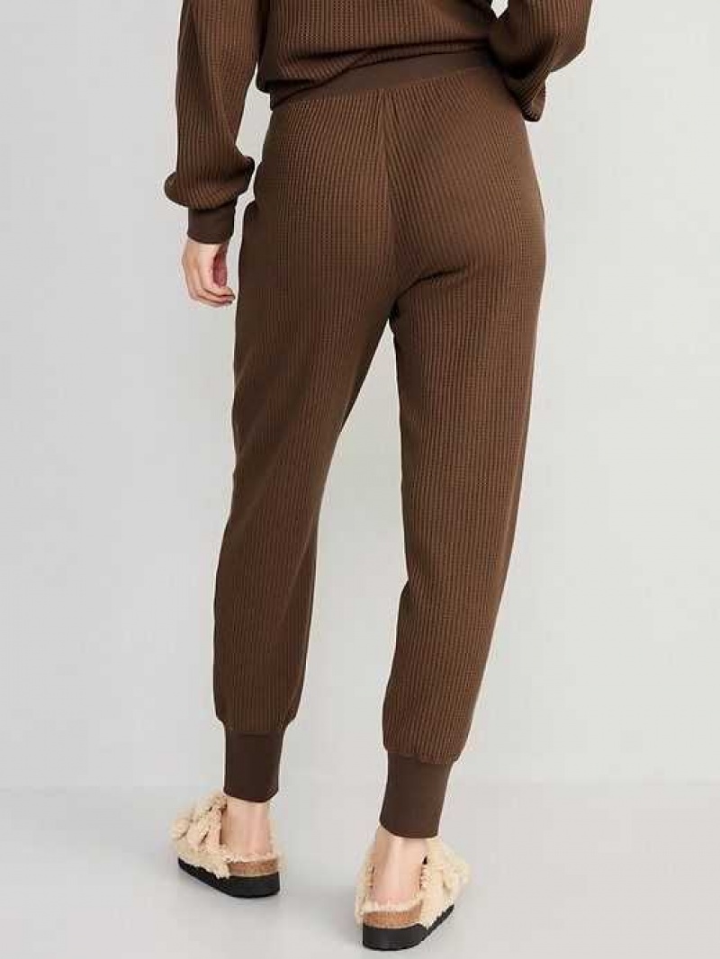 Old Navy High-Waisted Waffle-Knit Pajama Jogger Pants Dark Walnut | QKS168409