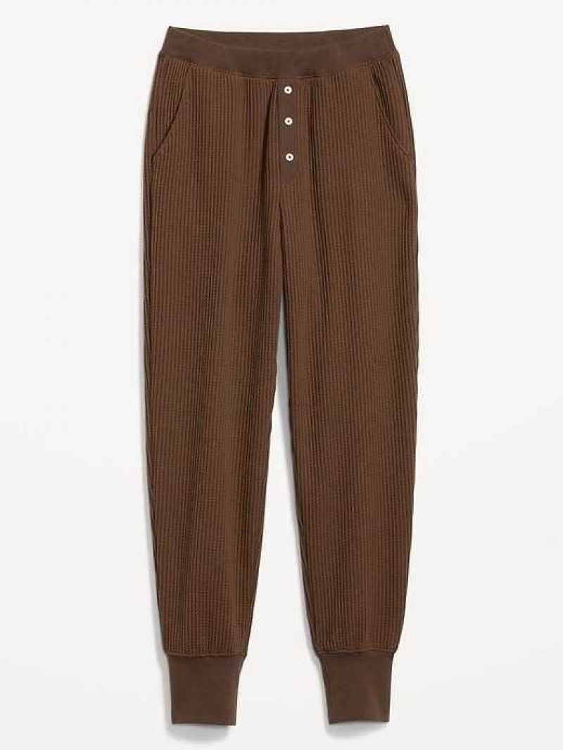 Old Navy High-Waisted Waffle-Knit Pajama Jogger Pants Dark Walnut | QKS168409