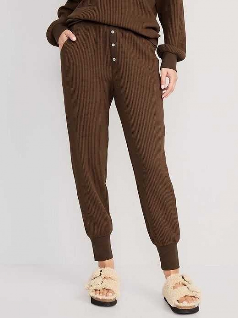 Old Navy High-Waisted Waffle-Knit Pajama Jogger Pants Dark Walnut | QKS168409