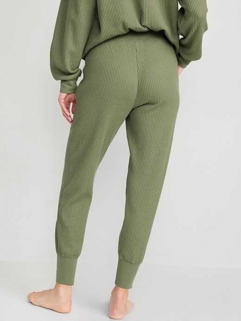 Old Navy High-Waisted Waffle-Knit Pajama Jogger Pants Olive | MSH546031