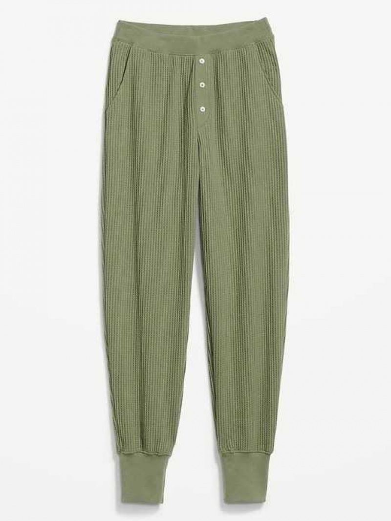 Old Navy High-Waisted Waffle-Knit Pajama Jogger Pants Olive | MSH546031