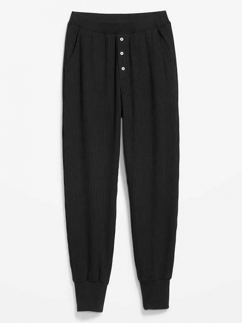 Old Navy High-Waisted Waffle-Knit Pajama Jogger Pants Black | HNF492375