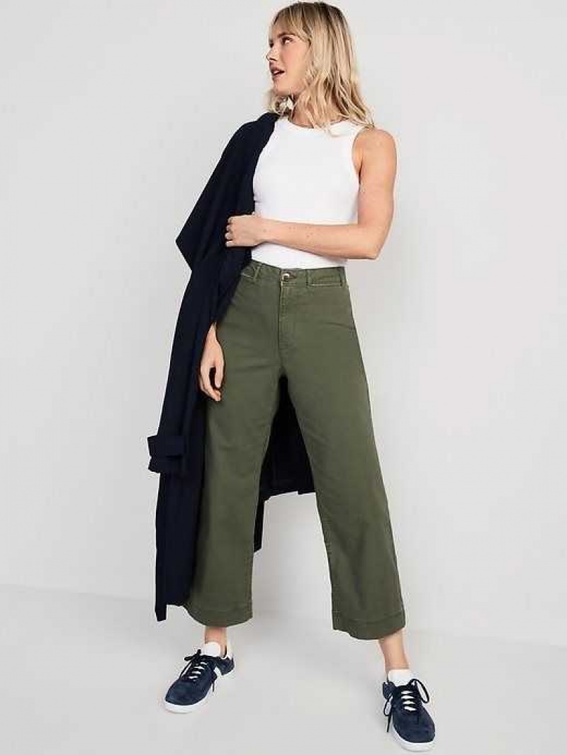 Old Navy High-Waisted Wide-Leg Cropped Chino Pants Alpine Tundra | TLP862374