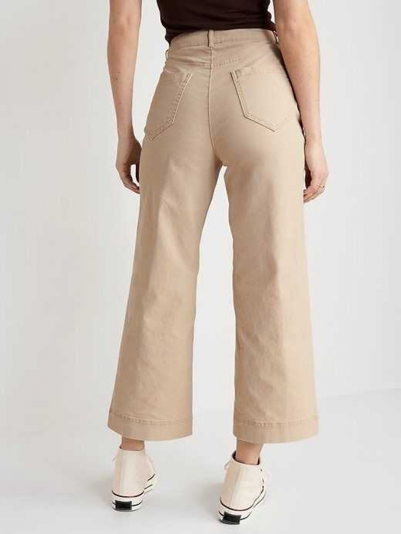 Old Navy High-Waisted Wide-Leg Cropped Chino Pants Desert Floor | OXV537968