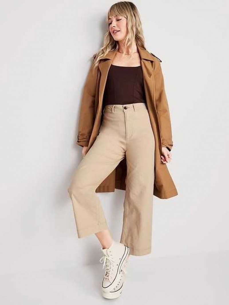 Old Navy High-Waisted Wide-Leg Cropped Chino Pants Desert Floor | OXV537968