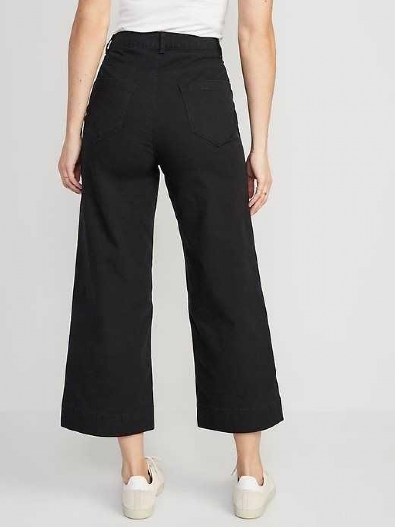 Old Navy High-Waisted Wide-Leg Cropped Chino Pants Black | VYP632810