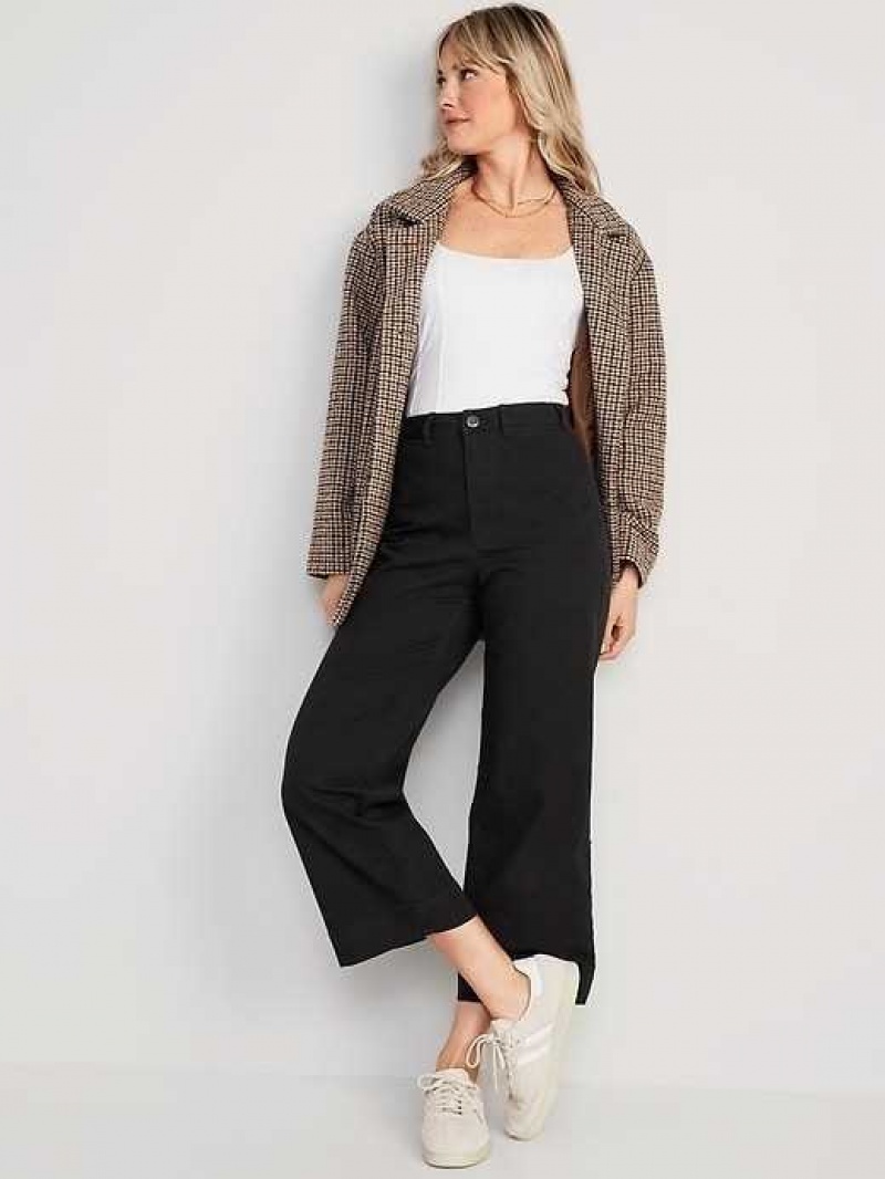 Old Navy High-Waisted Wide-Leg Cropped Chino Pants Black | VYP632810