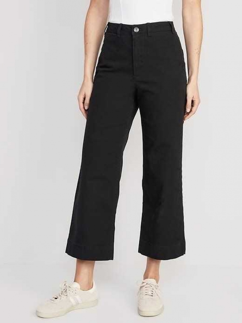 Old Navy High-Waisted Wide-Leg Cropped Chino Pants Black | VYP632810