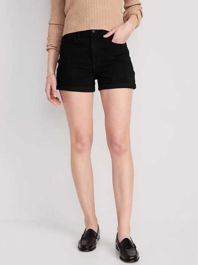 Old Navy High-Waisted Wow Black-Wash Jean Shorts Black | DFY053192