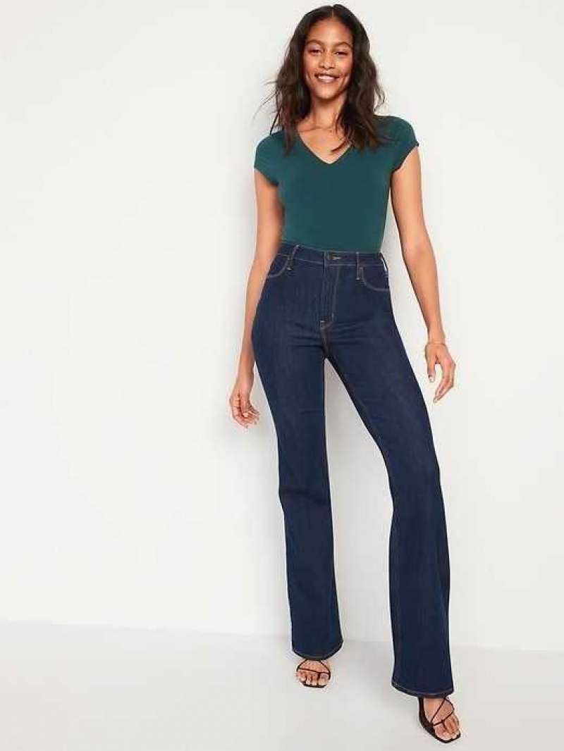 Old Navy High-Waisted Wow Flare Jeans Dark Wash | AQH376405