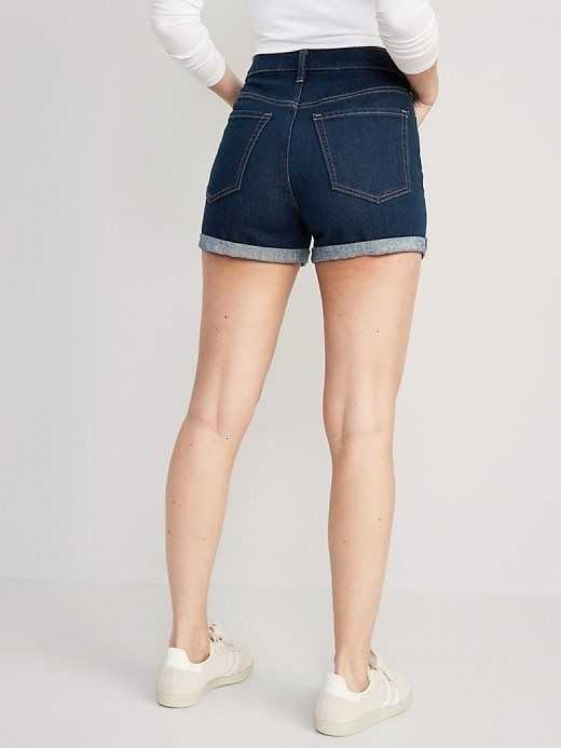 Old Navy High-Waisted Wow Jean Shorts Dark Wash | NBD047593