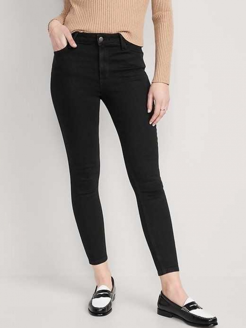 Old Navy High-Waisted Wow Super-Skinny Black-Wash Ankle Jeans Black | AWD359870