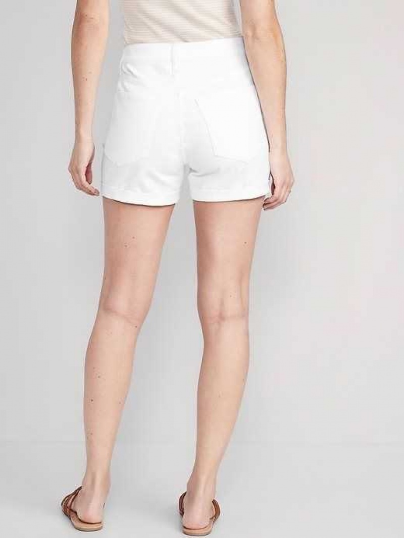 Old Navy High-Waisted Wow White-Wash Straight Jean Shorts White | JKR502143